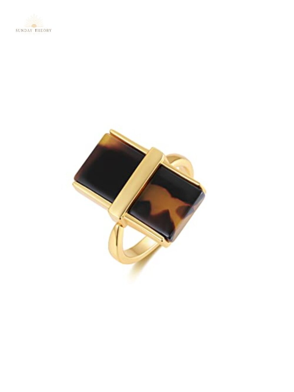 Leopard Print Statement Ring for Women Gold Plated Brass Acrylic Jewelry
